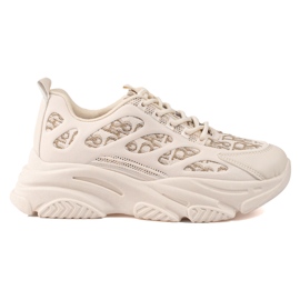 Shelovet női tornacipő vastag bézs talpon