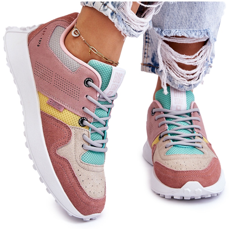 Női tornacipő Big Star LL274422 Pink-Bézs rózsaszín