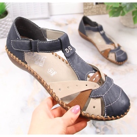 Kényelmes női lapos szandál tépőzáras Rieker M1655-14 bézs