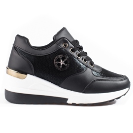 Fekete Shelovet női ék alakú tornacipő