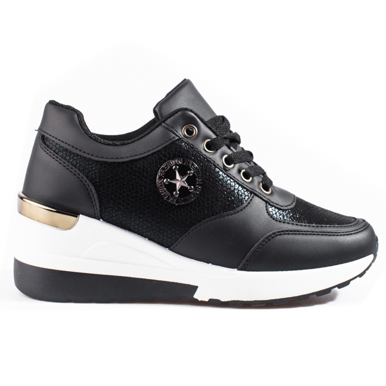 Fekete Shelovet női ék alakú tornacipő