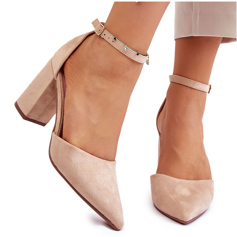 Suede Heel Pumps Bézs Lexie