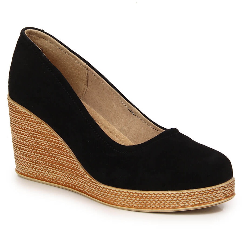 Bőr ékpumpák fekete Suede Filippo DP3521