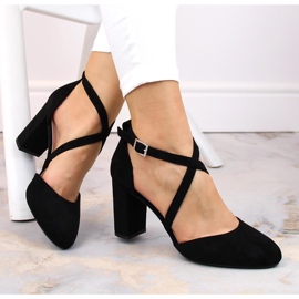 Női fekete szandál a poszton Sergio Leone SK863