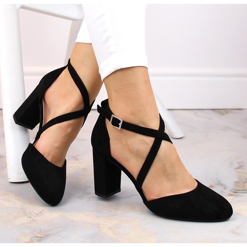 Női fekete szandál a poszton Sergio Leone SK863