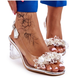 S.Barski Divatos szandál gyöngyökkel, ezüst terasz S.Barski Divatos szandál gyöngyökkel, ezüst terasz