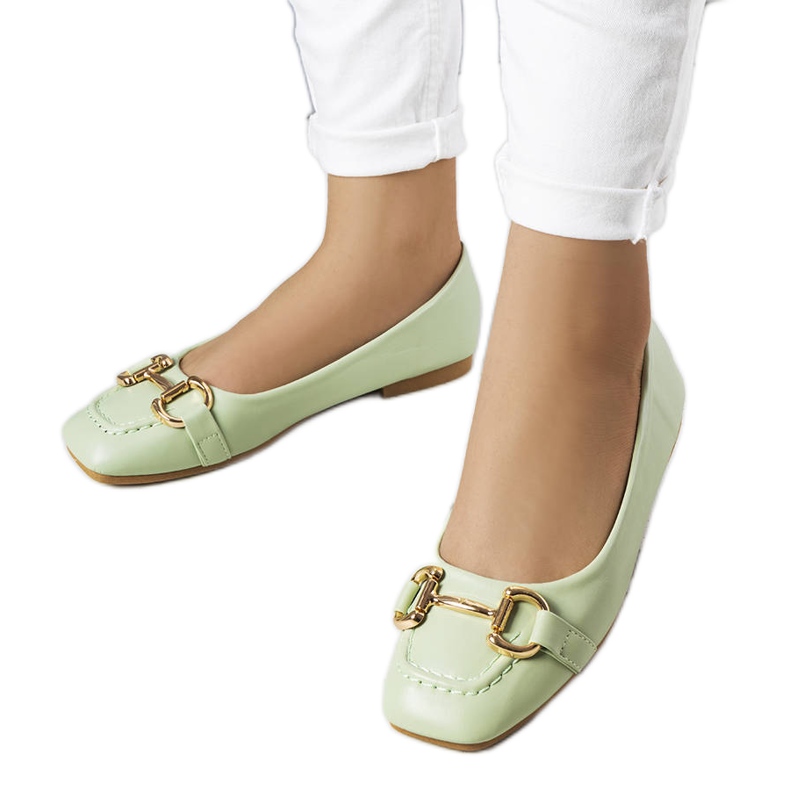 Zöld balerinák arany írisz díszítéssel