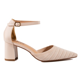 Shelovet női pumpák bézs színű blokkon