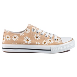Női Shelovet bézs virágos tornacipő