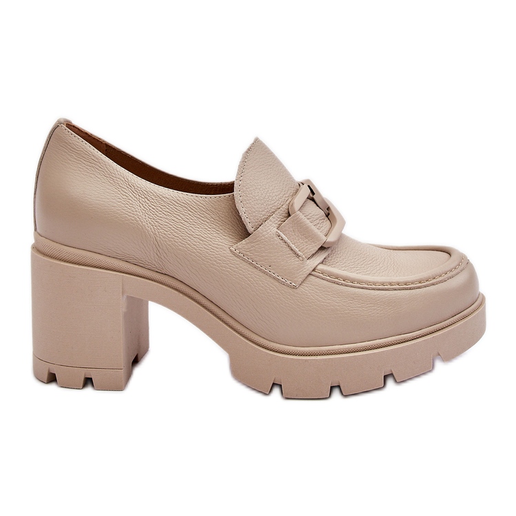 Lemar Elegáns cipő oszlopon, bézs Harmell díszítéssel