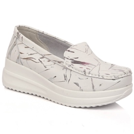 Női bőrcipők a platformon fehér Artiker 50C1886