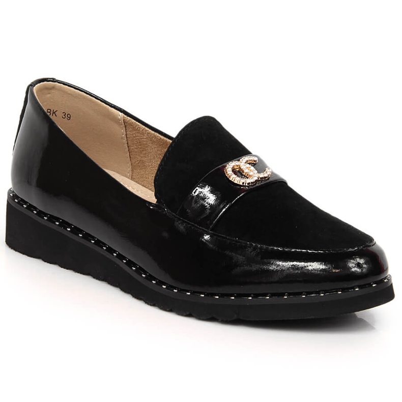 Női bőrcipő cirkóniákkal Filippo DP1515/23 fekete