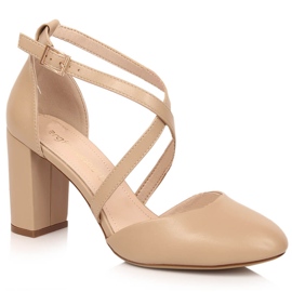 Sergio Leone SK863 női magas sarkú kávés szandál bézs