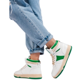 Shelovet női tornacipő magas fehér és zöld színben