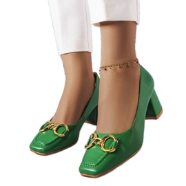 Zöld, négyzet alakú lábujjpumpák a Neufvill-től