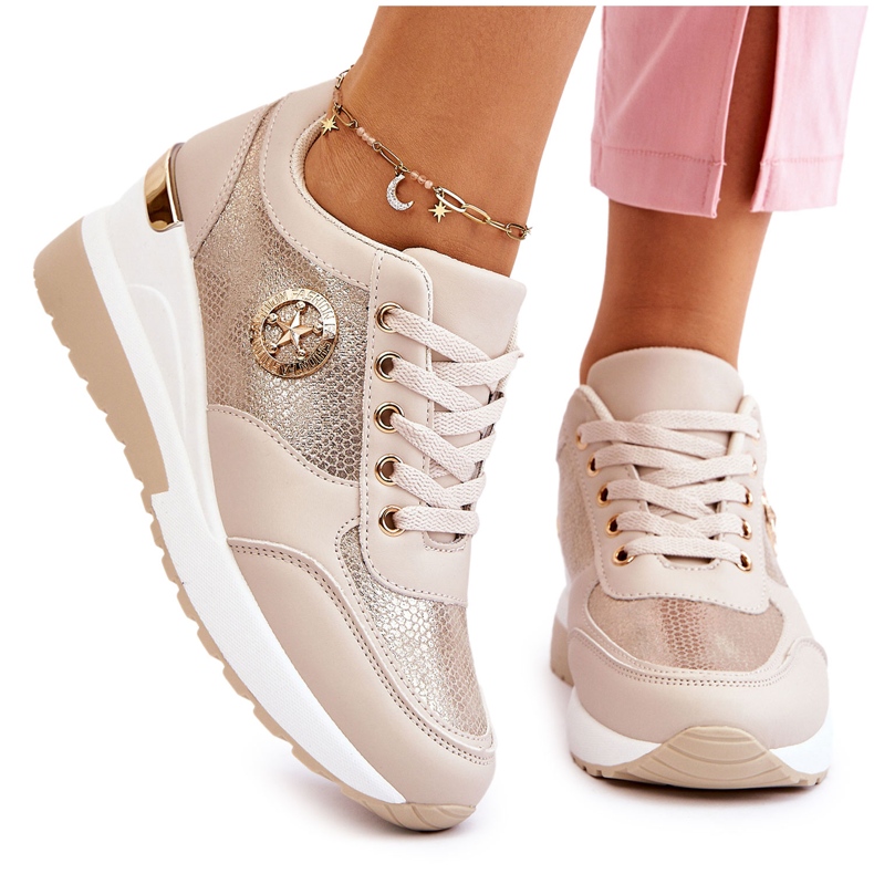 PG1 Divatos Wedge Sneakers bézs Jaliyah
