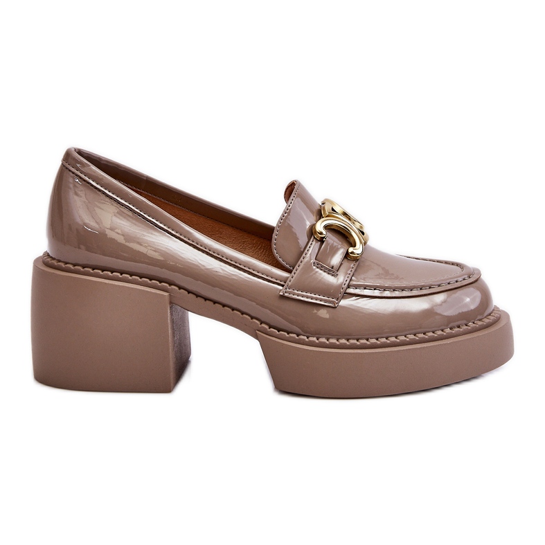 S.Barski Divatos pumpák masszív sarkú bézs Imani