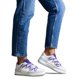 Aucoin szürke tornacipő lila fűzővel fehér