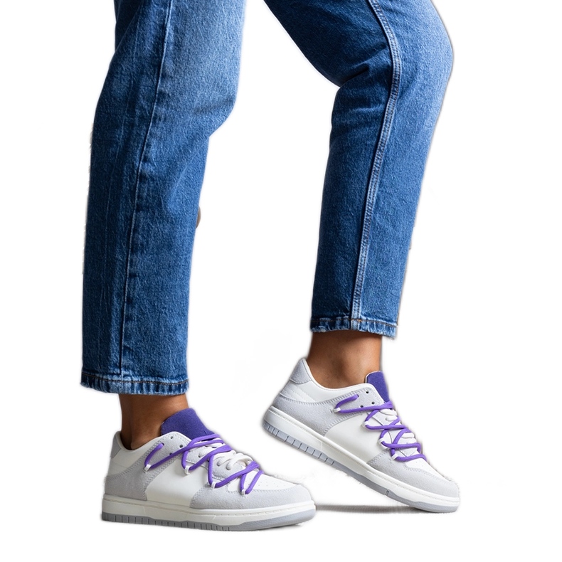 Aucoin szürke tornacipő lila fűzővel fehér