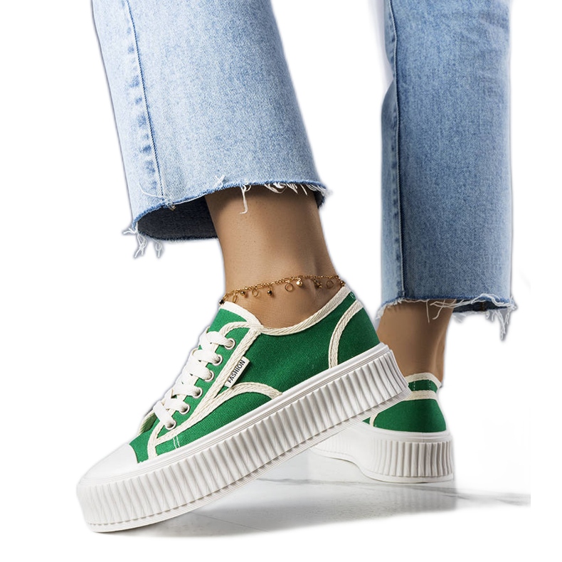 PA1 Connie zöld platformos tornacipője fehér