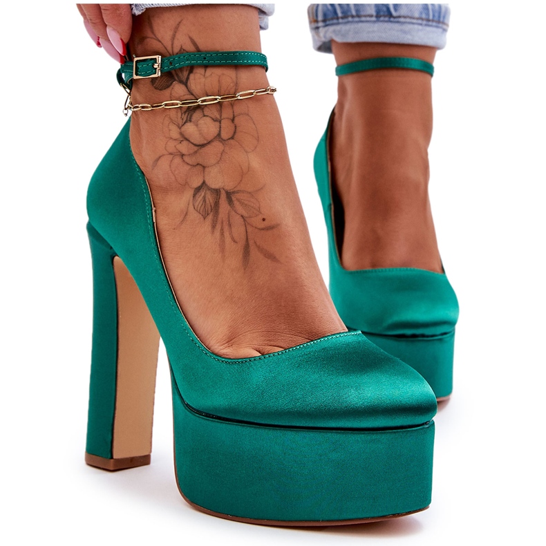 BM Divatos Pumpák Magas Sarkú Zöld Hayden