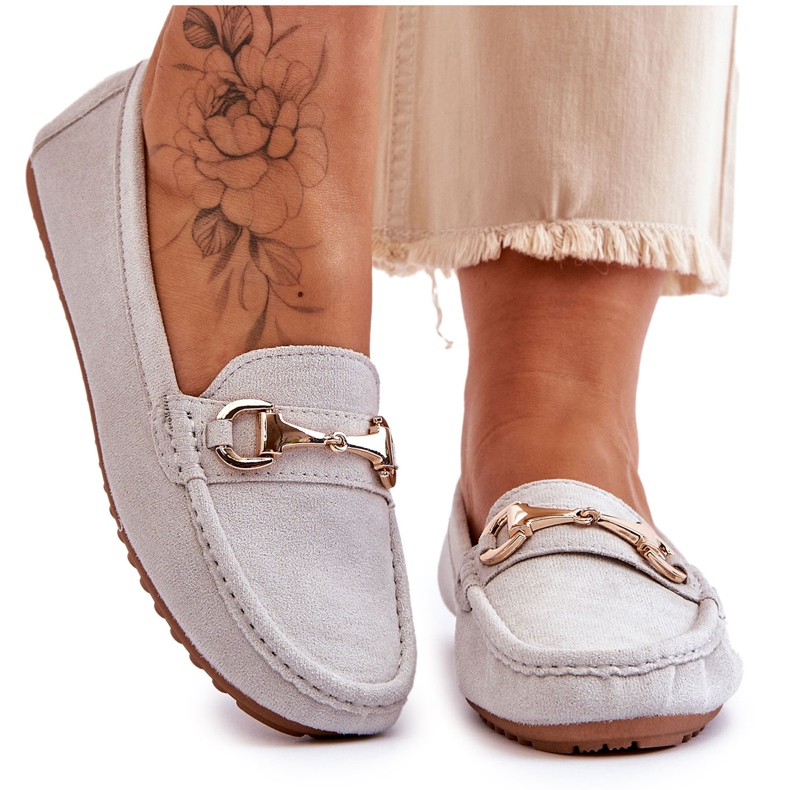 FC3 Klasszikus velúr cipők Arla szürke díszítéssel