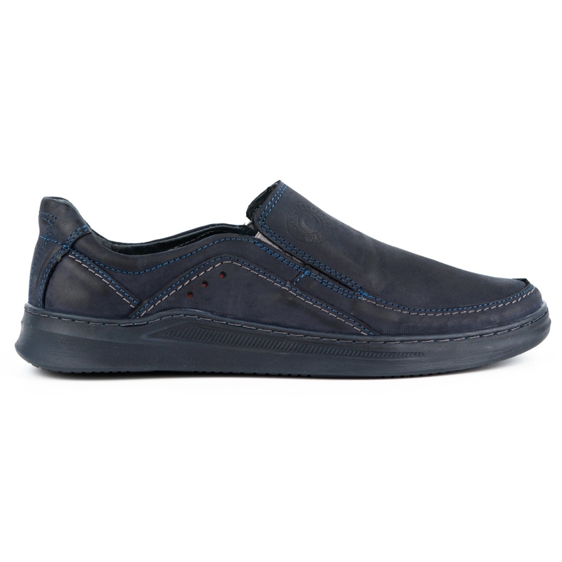 Olivier Férfi bőr bebújós cipő SLIP-ON 216GT sötétkék