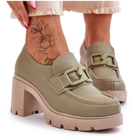 Lemar Elegáns Brogue Sarok Zöld Harmell Dekorációval