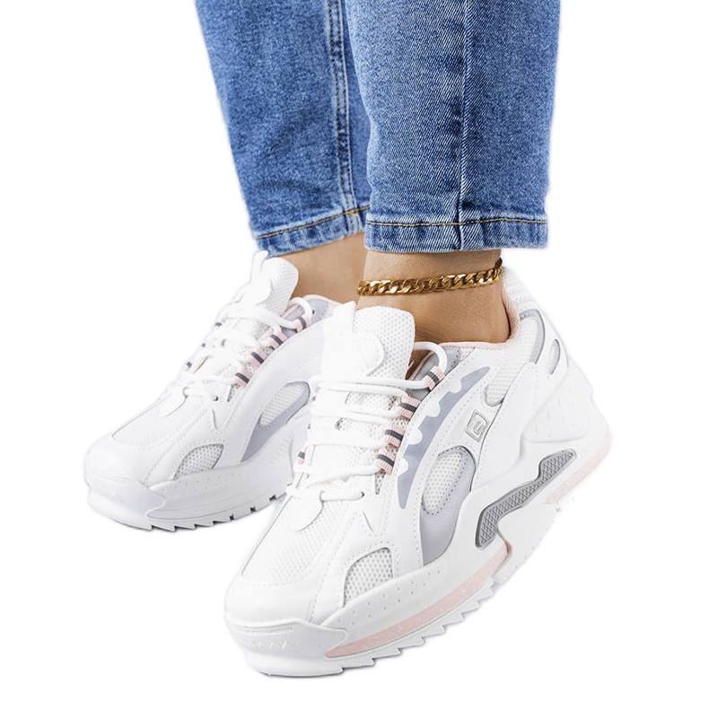 PA1 Fehér és rózsaszín ékszeres tornacipő a Germain cégtől ezüst