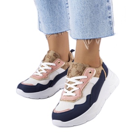 Sötétkék tornacipő arany betétekkel a Lebruntól fehér