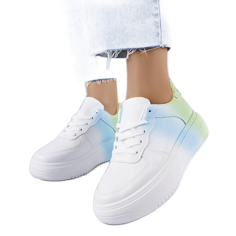 PA1 Fehér és zöld platformos tornacipő a Lance-től kék