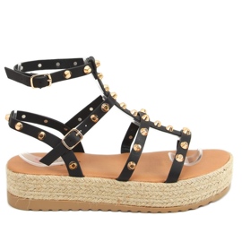 Alize Black szegecses espadrill szandál fekete
