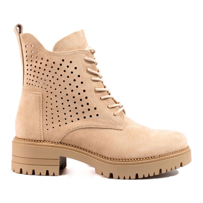 W. Potocki Áttört velúr munkáscsizma Potocki bézs