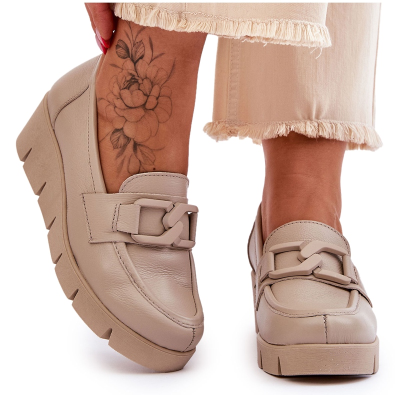 Lemar Felicita Beige Patent Wedge Loafers bézs Lemar Felicita Beige Patent Wedge Loafers bézs