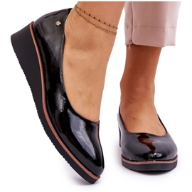 Vinceza Klasszikus lakkbőr ékszivattyúk, fekete paola