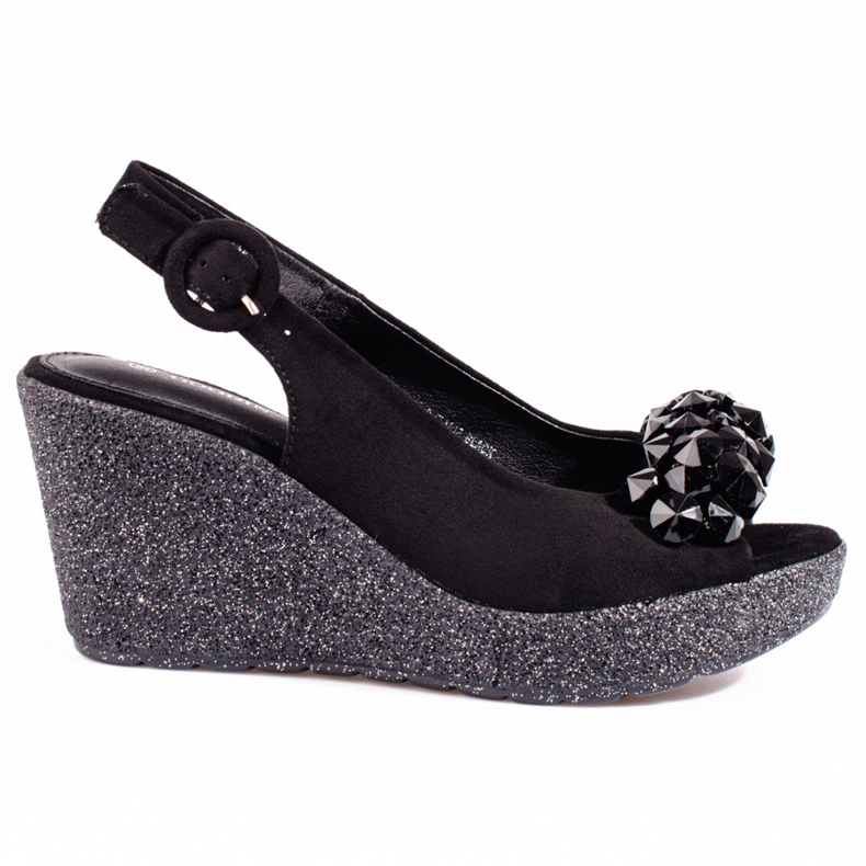 Női velúr ékszandál Shelovet fekete