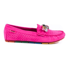 Rózsaszín női áttört naplopók Shelovet velúr kristályokkal