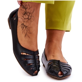 Lemar Kényelmes bőr balerina nőknek Fekete Luka