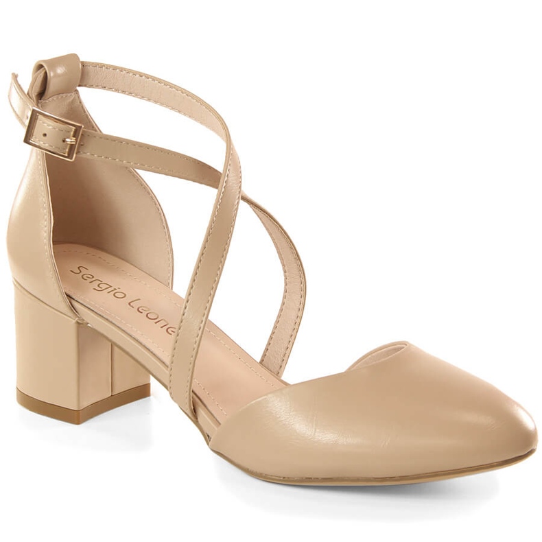 Sergio Leone SK824 női formális sarkú kávés szandál bézs