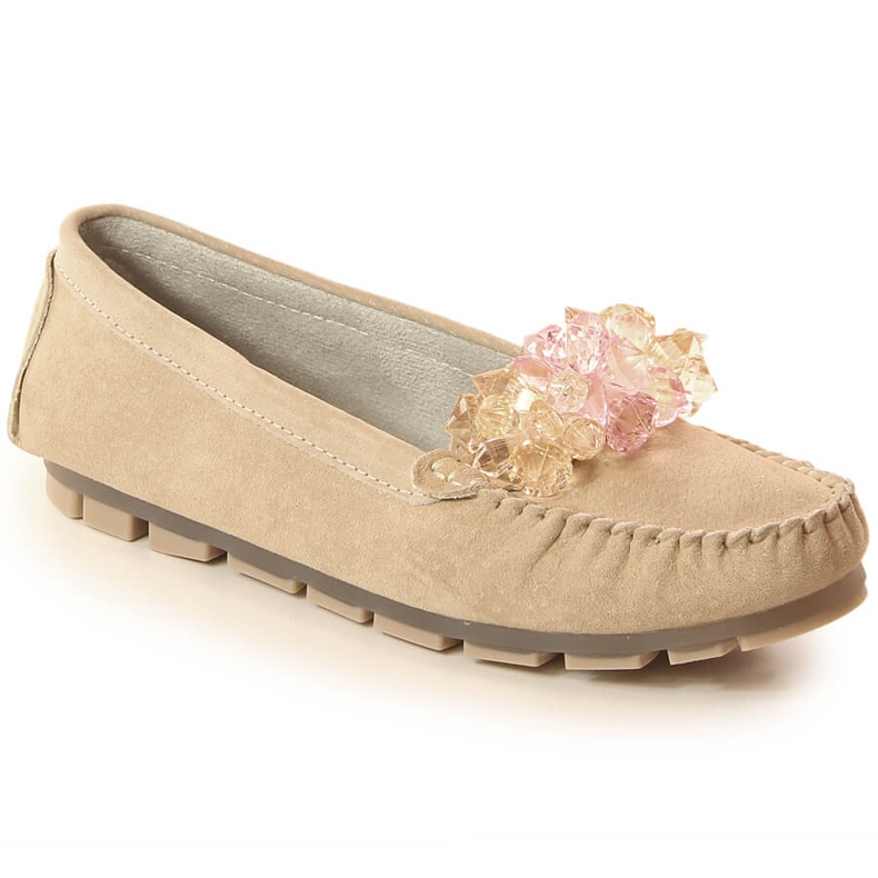 Női bőrcipők bézs Filippo DP4549 kristályokkal