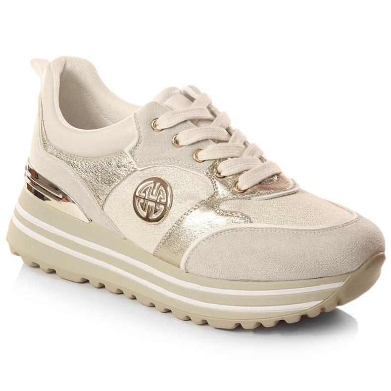 Női sportcipő arany platformon Potocki SZ12025 aranysárga