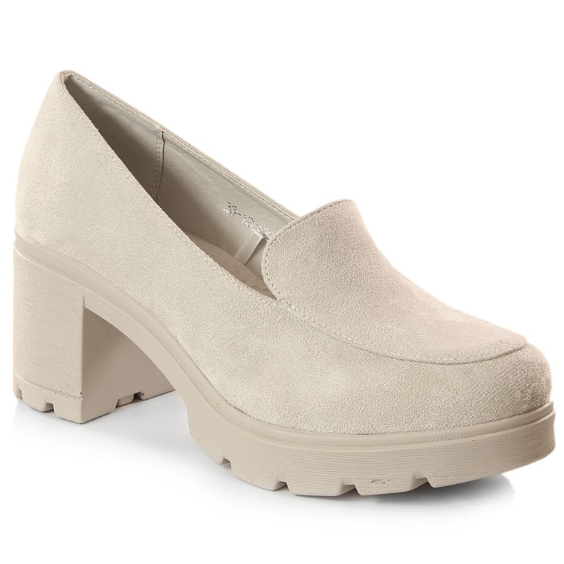 Női velúr magassarkú és szürke platform Potocki SZ12040 bézs