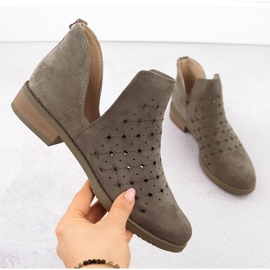 M. DASZYŃSKI Női áttört velúr felbújós csizma barna M.Daszyński SA62-102