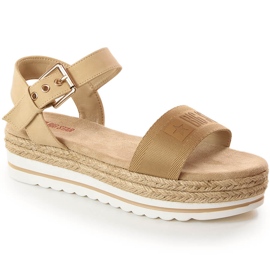 Női espadrill szandál a platformon bézs Big Star LL274872