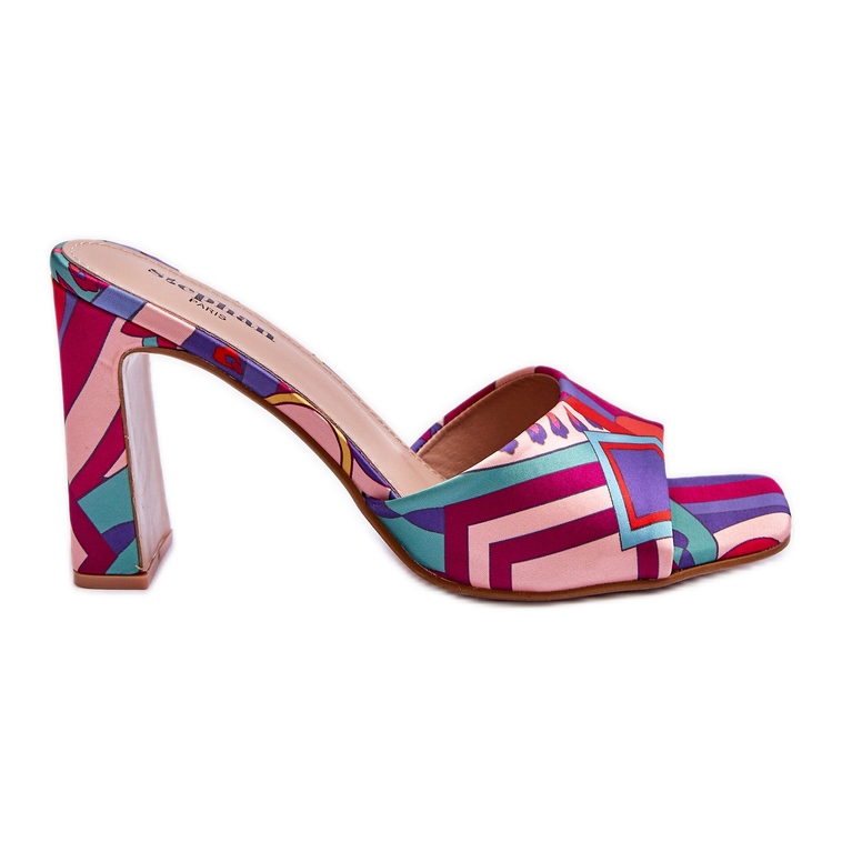 FS1 Női mintás sarkú papucs Lila Adelise ibolya sokszínű