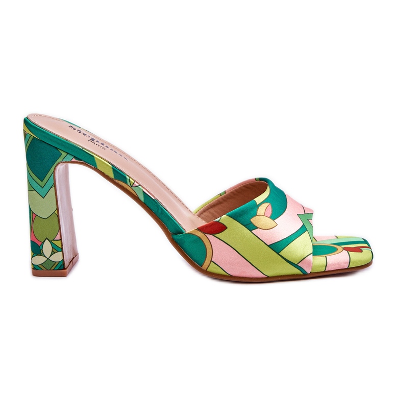 Női mintás sarkú papucs zöld Adelise sokszínű