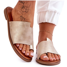 Evento Női bőr papucsok világos arany Amite aranysárga