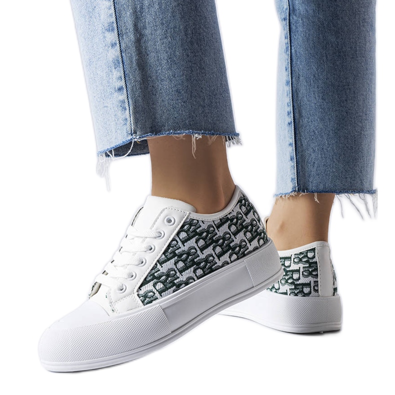 Fehér tornacipő zöld Marquis mintával