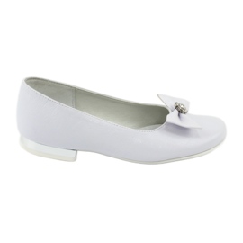 Lányok balerinák bőr fehér Miko 800 íj