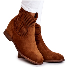 S.Barski Velúr női csizma Hidden Wedge Camel Solene barna